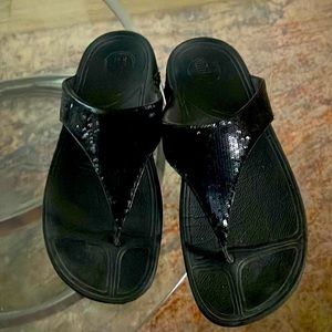 🌹FITFLOP GUC Sequined Black Size 10 Women’s Sandals!